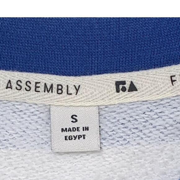 Free Assembly Stripe French Terry Sweatshirt Vintage Wash Blue Men's Medium - Picture 6 of 9